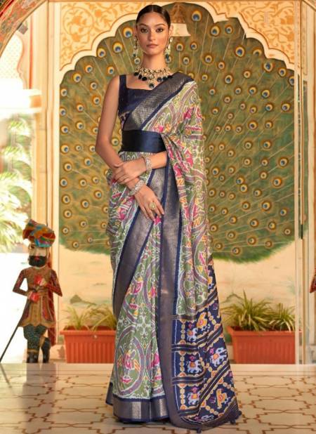 Blue Maharani Rewaa New Latest Designer Printed Ethnic Wear Patola Silk Saree Collection 525 E